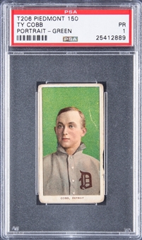 1909-11 T206 White Border Ty Cobb, Portrait, Green Background – PSA PR 1